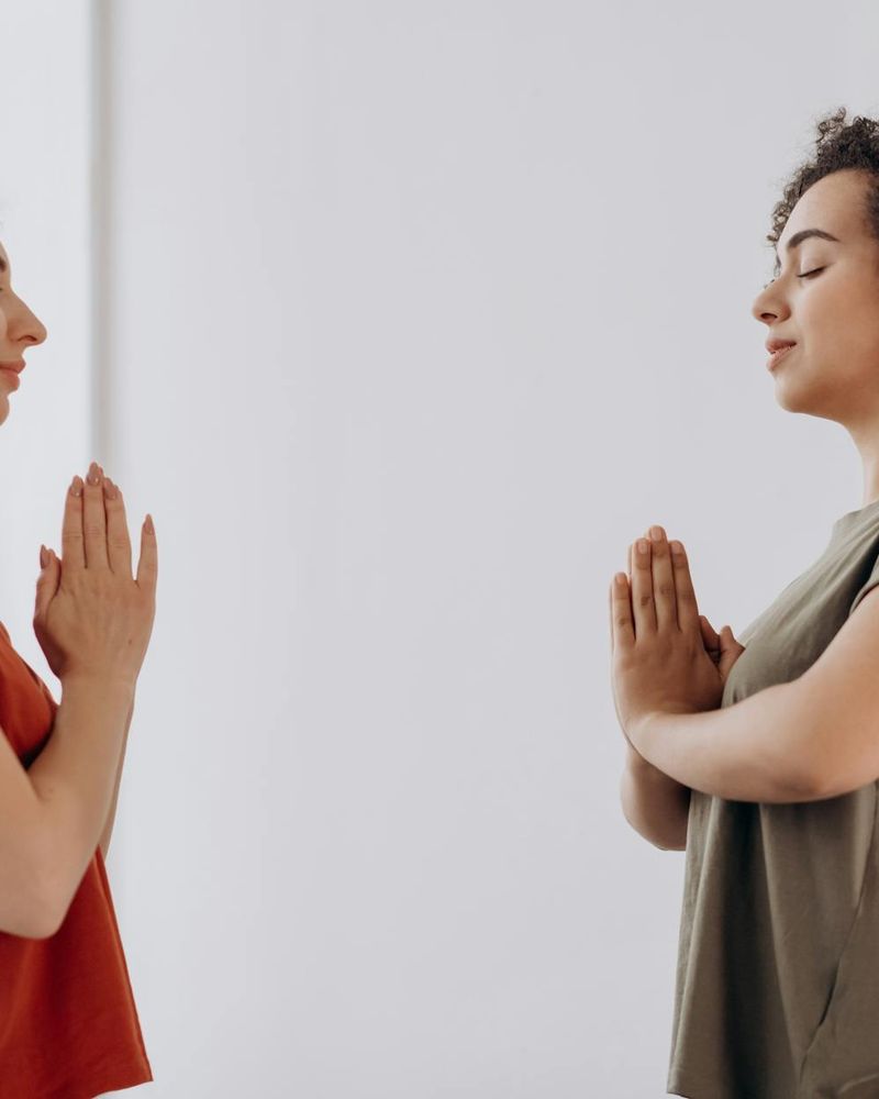 Person practicing focus exercises in a well-lit room.